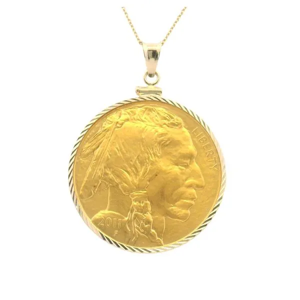 1oz Gold Liberty Coin Pendant in 14k Yellow Gold Bezel Clark's Diamond Jewelers Coeur d'Alene, ID