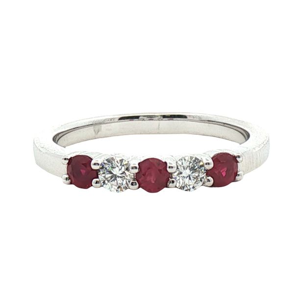 0.40cttw Ruby and Diamond Wedding Band in 14k White Gold Clark's Diamond Jewelers Coeur d'Alene, ID