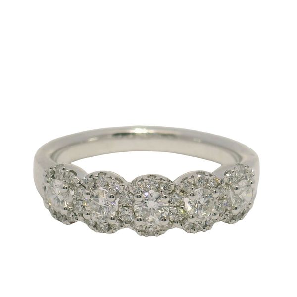 0.80ct Five-Stone Round Halo Diamond Ring in 14k White Gold Clark's Diamond Jewelers Coeur d'Alene, ID