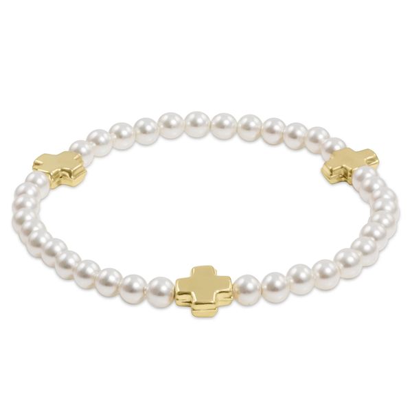Enewton Signature Cross 4mm Pearl Bracelet - Gold Classic Creations In Diamonds & Gold Venice, FL