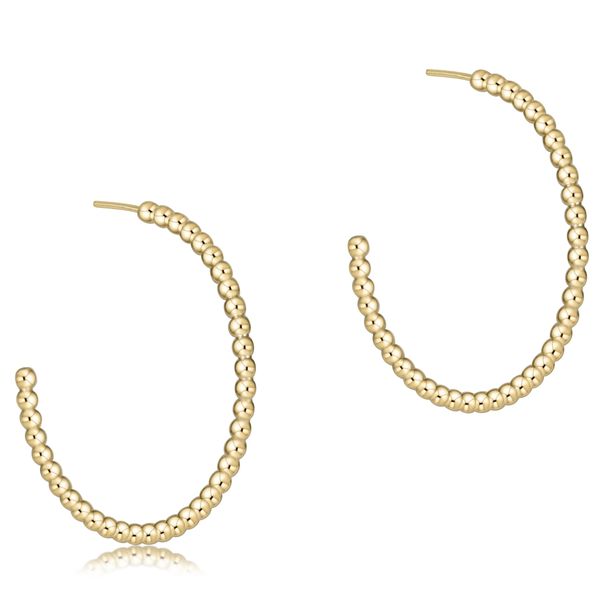 Beaded Classic 1.25 inch Post Hoop - 2mm Gold Classic Creations In Diamonds & Gold Venice, FL
