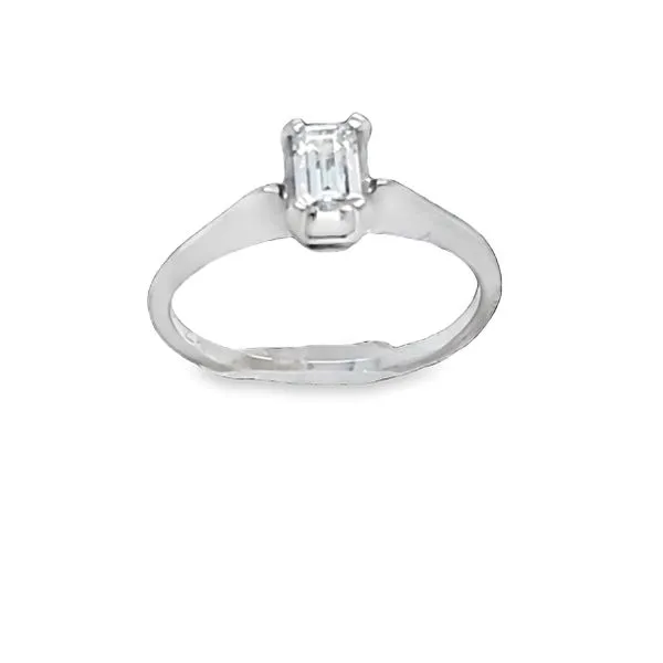 14K White Gold Emerald Cut Solitaire Diamond Engagement Ring Classic Creations In Diamonds & Gold Venice, FL