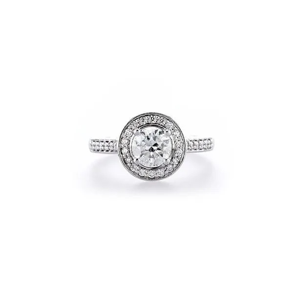 14K White Gold Clarity Enhanced Round Brilliant Cut 1.0ct. Diamond Halo Engagement Ring Classic Creations In Diamonds & Gold Venice, FL