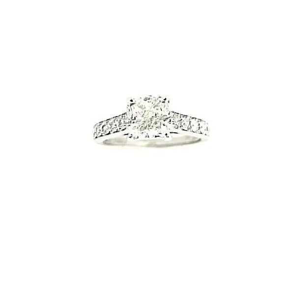 14K White Gold Cushion Cut 1.00ct. Diamond Solitaire WithPavè Diamond Shank Engagement Ring Classic Creations In Diamonds & Gold Venice, FL