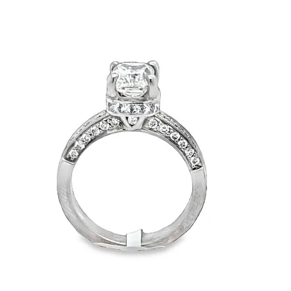 18K White Gold 1.66ct. Princess Cut Cathedral Set Single Diamond With Pavè Diamond Side Halo Engagement Ring Image 2 Classic Creations In Diamonds & Gold Venice, FL