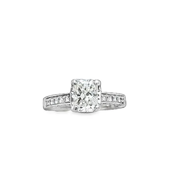 18K White Gold 1.66ct. Princess Cut Cathedral Set Single Diamond With Pavè Diamond Side Halo Engagement Ring Image 3 Classic Creations In Diamonds & Gold Venice, FL