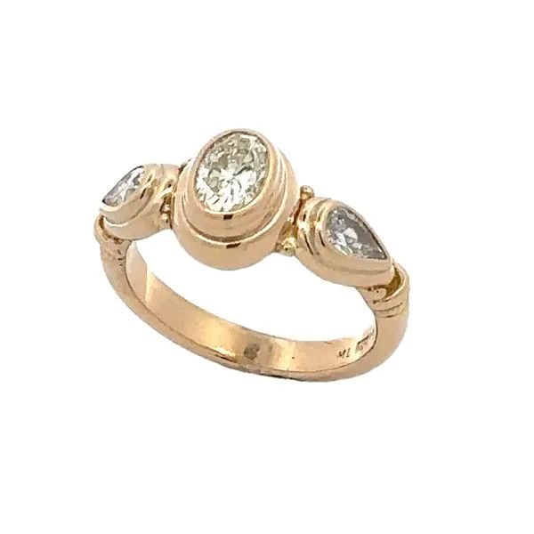 Bezel Set Oval & Pears 3 Stone Ring .80ct. TW Classic Creations In Diamonds & Gold Venice, FL