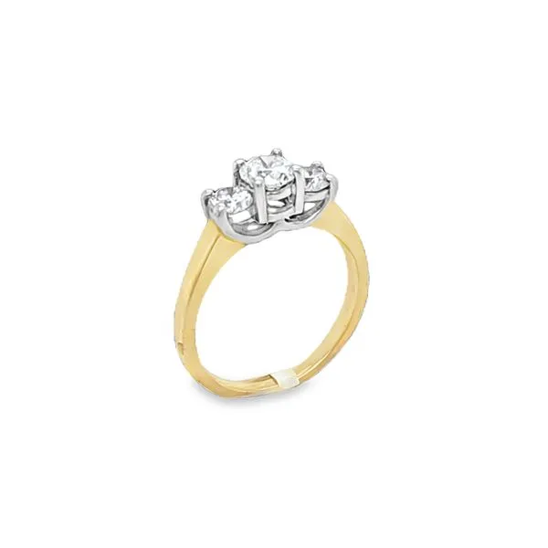 14K Yellow Gold Round Brilliant Cut Diamond With Platinum Prong Engagement Ring Image 2 Classic Creations In Diamonds & Gold Venice, FL