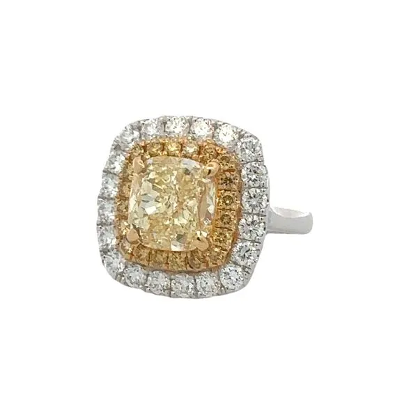 7.16ct. TW GIA Natural Fancy Yellow Diamond Halo Ring Classic Creations In Diamonds & Gold Venice, FL