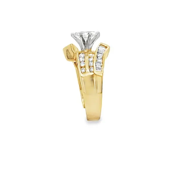 14K Yellow Gold Marquise Diamond With Round Brilliant Cut And Baguette Diamond Channel Set Ring, 1.0ct. TW. Image 2 Classic Creations In Diamonds & Gold Venice, FL