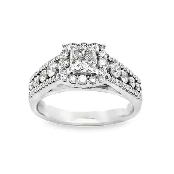 1.31ct. TW  Princess Cut Center Micro Pave' & Shared Prong Halo Engagement Ring Classic Creations In Diamonds & Gold Venice, FL