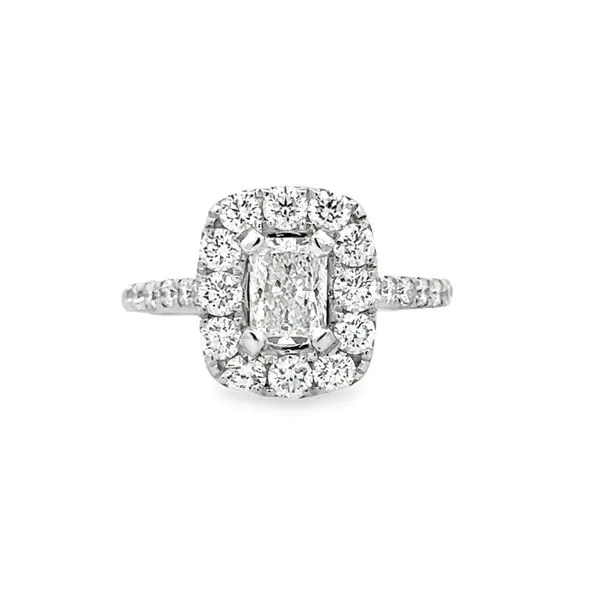 18K White Gold GIA Radiant Cut Diamond Center With Diamond Halo Fishtail Setting Engagement Ring Image 2 Classic Creations In Diamonds & Gold Venice, FL