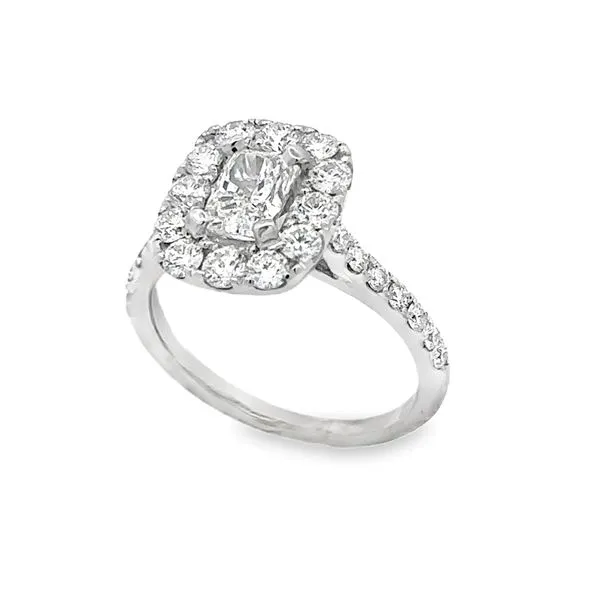 18K White Gold GIA Radiant Cut Diamond Center With Diamond Halo Fishtail Setting Engagement Ring Classic Creations In Diamonds & Gold Venice, FL