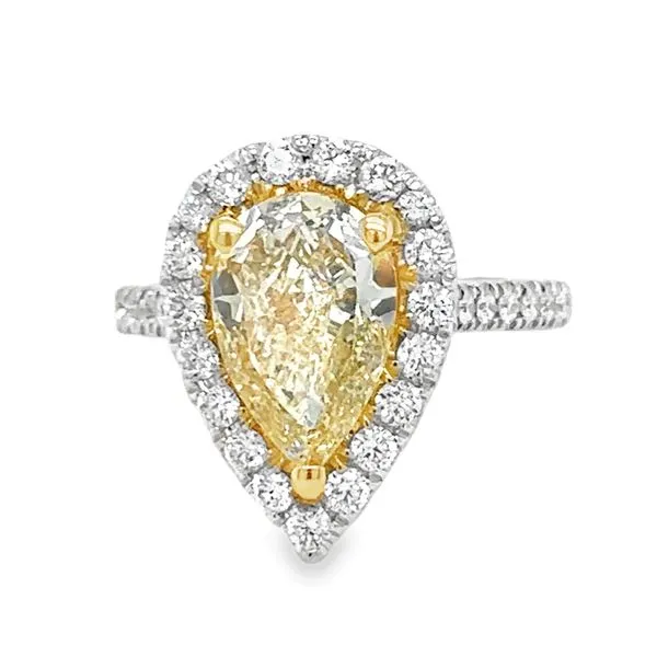 18K White Gold GIA Yellow Pear Shaped Diamond Halo Engagement Ring Image 2 Classic Creations In Diamonds & Gold Venice, FL