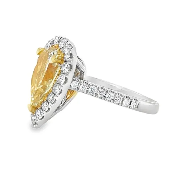 18K White Gold GIA Yellow Pear Shaped Diamond Halo Engagement Ring Image 3 Classic Creations In Diamonds & Gold Venice, FL
