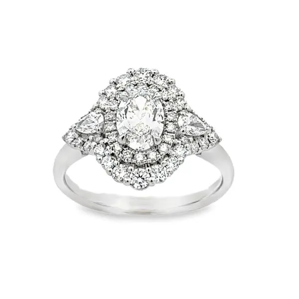 Platinum 1.32ct. TW Oval Diamond & Double Halo Engagement Ring Image 3 Classic Creations In Diamonds & Gold Venice, FL