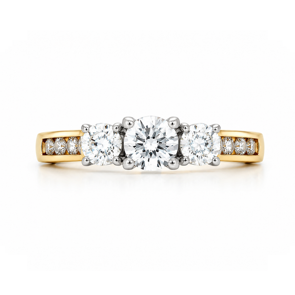 14K Two-Tone Gold Three Stone Diamond Ring | 1.03 CTW Natural Diamonds Classic Creations In Diamonds & Gold Venice, FL