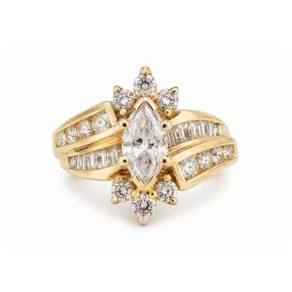 14K Yellow Gold Marquise Diamond Ring | 1.00 CTW Natural Diamonds Classic Creations In Diamonds & Gold Venice, FL