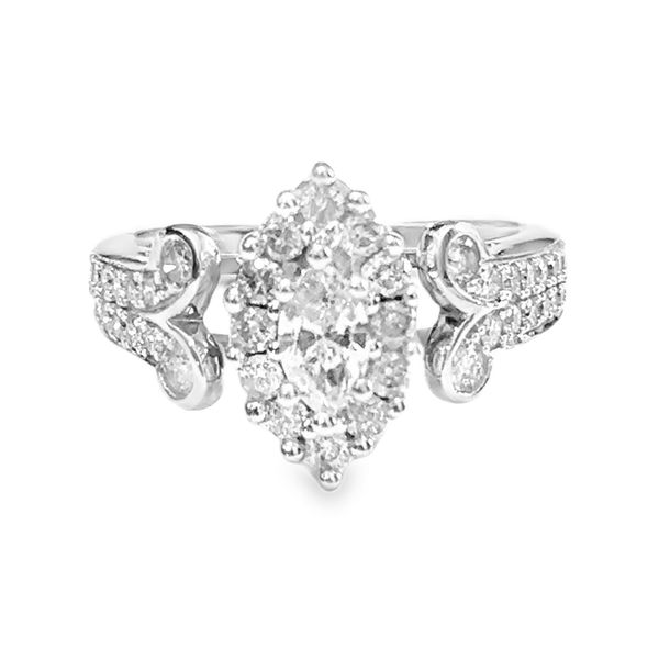 14K White Gold Marquise Diamond Halo Ring | 1.25 CTW Natural Diamonds Classic Creations In Diamonds & Gold Venice, FL