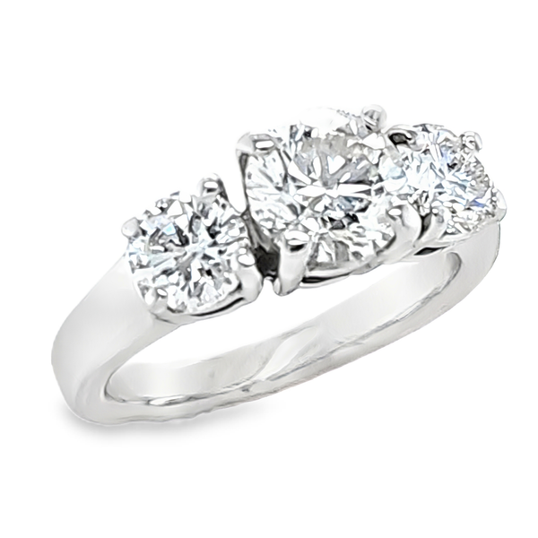 14K White Gold Three Stone Round Brilliant Diamond Ring 2.24 CTW Classic Creations In Diamonds & Gold Venice, FL