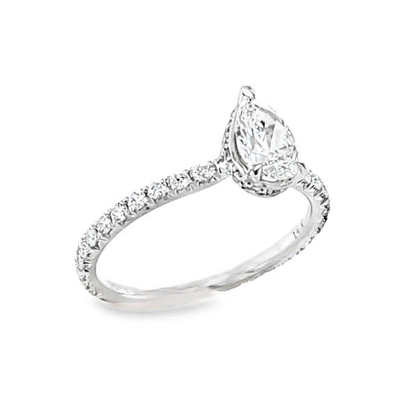 14K White Gold GIA Certified Pear Shape Diamond Halo Engagement Ring | 1.02 Carat Total Weight Image 2 Classic Creations In Diamonds & Gold Venice, FL