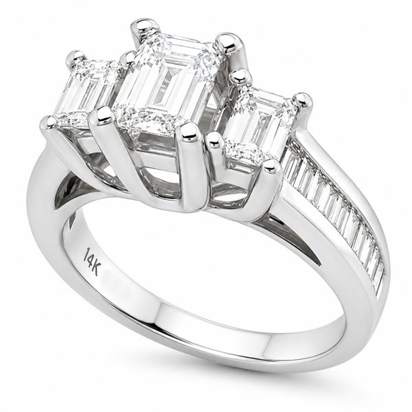 14K White Gold Three Emerald Cut Diamond Ring 2.00 CTW Classic Creations In Diamonds & Gold Venice, FL