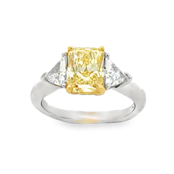 18K Yellow Gold and Platinum Natural Fancy Yellow Radiant Diamond Ring Image 2 Classic Creations In Diamonds & Gold Venice, FL