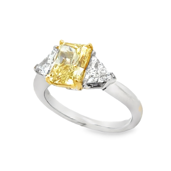 18K Yellow Gold and Platinum Natural Fancy Yellow Radiant Diamond Ring Image 3 Classic Creations In Diamonds & Gold Venice, FL