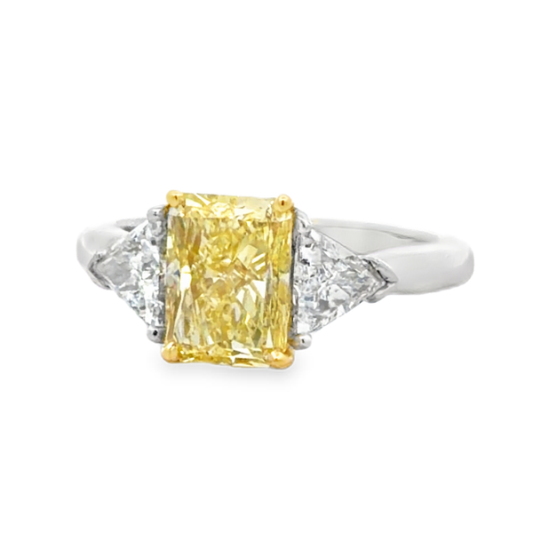 18K Yellow Gold and Platinum Natural Fancy Yellow Radiant Diamond Ring Classic Creations In Diamonds & Gold Venice, FL