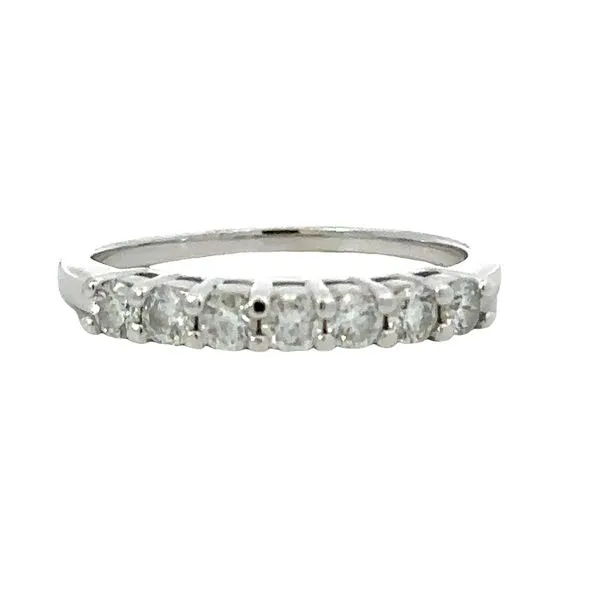 14K White Gold 7 Round Brilliant Cut Shared Prong Diamond Wedding Band Ring Classic Creations In Diamonds & Gold Venice, FL