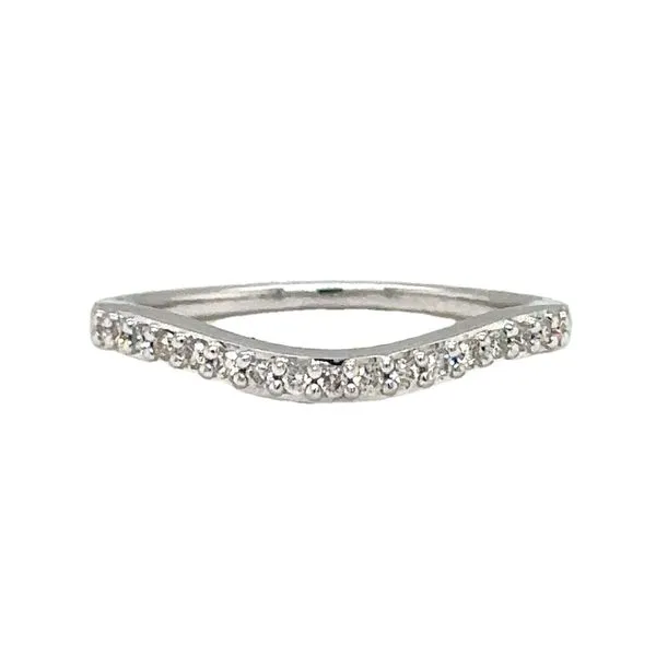 14K White Gold Curved Shared Prong Diamond Wedding Band Ring Classic Creations In Diamonds & Gold Venice, FL