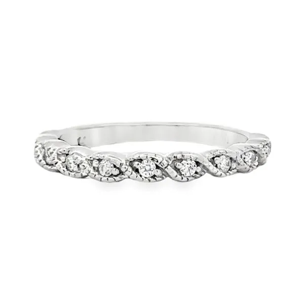 14K White Gold Pavé Stackable Marquise Diamond Shape Bezels Wedding Band Ring Classic Creations In Diamonds & Gold Venice, FL