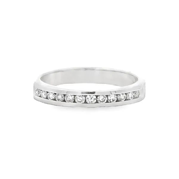 14K White Gold Channel Set Round Brilliant Cut Diamond Wedding Band Ring Classic Creations In Diamonds & Gold Venice, FL