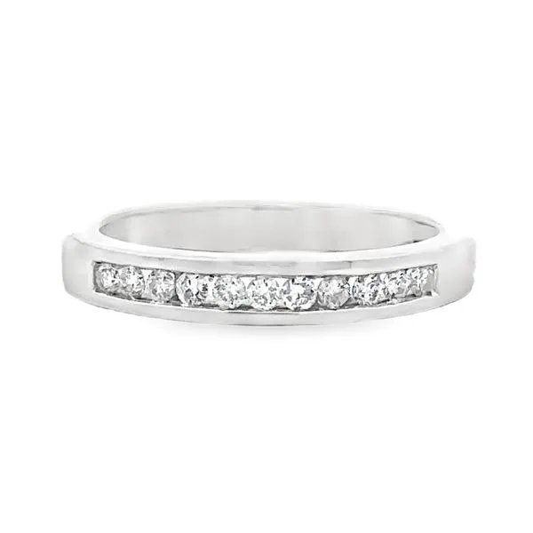14K White Gold Channel Set Round Brilliant Cut Diamond Wedding Band Ring Classic Creations In Diamonds & Gold Venice, FL