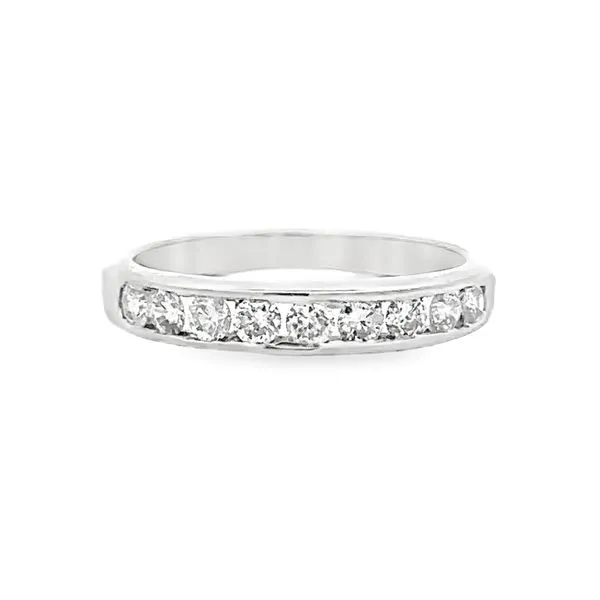 14K White Gold Channel Set Round Brilliant Cut Diamond Wedding Band Ring Classic Creations In Diamonds & Gold Venice, FL
