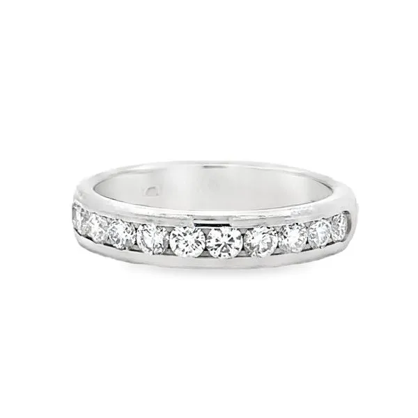 14K White Gold Channel Set Round Brilliant Cut Diamond Wedding Band Ring Classic Creations In Diamonds & Gold Venice, FL