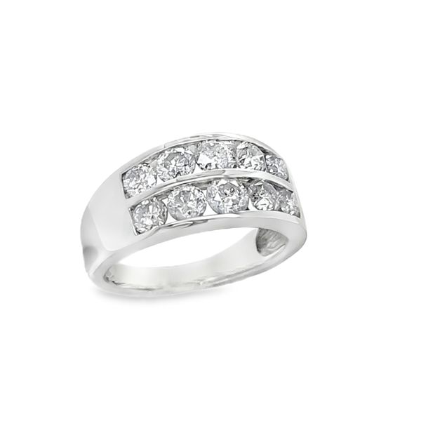 14K White Gold Two-Row Round Diamond Channel Set Wedding Band – 1.50ct TW, 9.6mm Image 2 Classic Creations In Diamonds & Gold Venice, FL