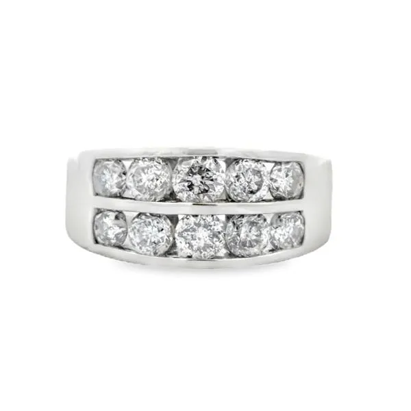 14K White Gold Two-Row Round Diamond Channel Set Wedding Band – 1.50ct TW, 9.6mm Classic Creations In Diamonds & Gold Venice, FL