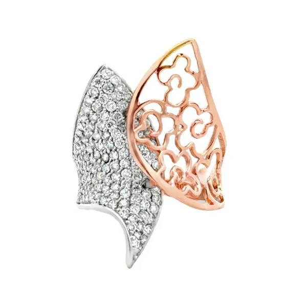 14K Rose and White Gold Micro Pave Diamond Encrusted Bypass Ring – 1.45ct TW Classic Creations In Diamonds & Gold Venice, FL