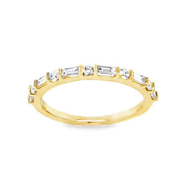 14K Yellow Gold RBC & Baguette Diamond Band 0.15ct | Horizontal Ring Classic Creations In Diamonds & Gold Venice, FL