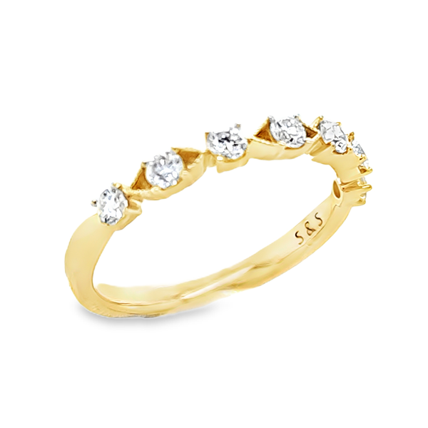 14K Yellow Gold Milgrain Diamond Band 0.35ct | Stackable Wedding Ring Image 2 Classic Creations In Diamonds & Gold Venice, FL
