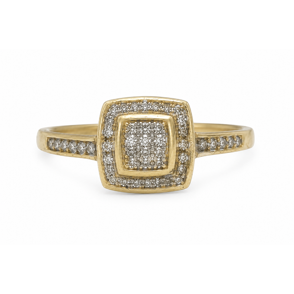 10K Yellow Gold Diamond Micro Pave Cluster Ring | .09 CTW Natural Diamonds Classic Creations In Diamonds & Gold Venice, FL