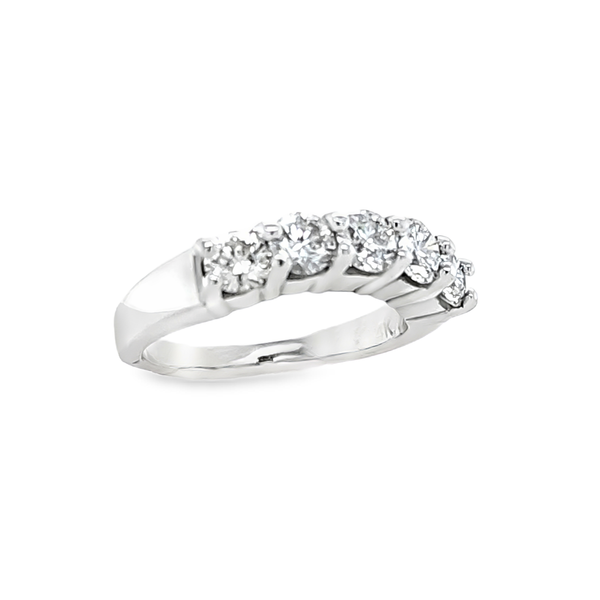 14K White Gold Five Stone Shared Prong Diamond Band 1.10 CTW Image 2 Classic Creations In Diamonds & Gold Venice, FL