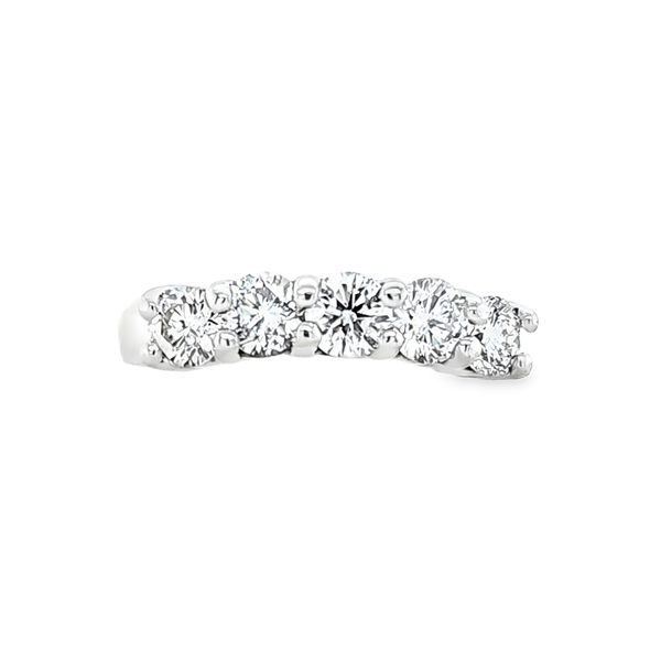 14K White Gold Five Stone Shared Prong Diamond Band 1.10 CTW Classic Creations In Diamonds & Gold Venice, FL