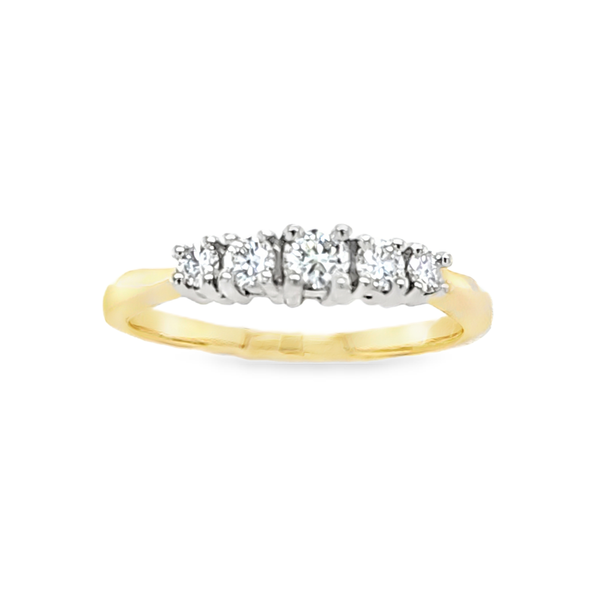 14K Two Tone Gold Five Diamond Pyramid Band 0.25 CTW Classic Creations In Diamonds & Gold Venice, FL
