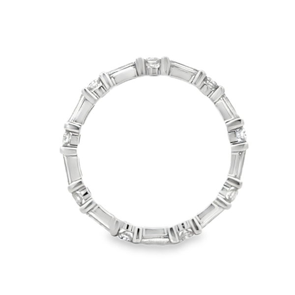 14K White Gold Round and Baguette Diamond Eternity Band 1.80 CTW Image 3 Classic Creations In Diamonds & Gold Venice, FL