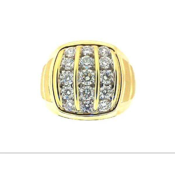 Men's 10K Yellow Gold Round Brilliant Cut Diamond Channel Set Ring Classic Creations In Diamonds & Gold Venice, FL