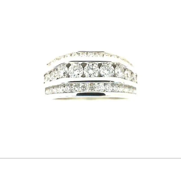 Men's 10K White Gold Three Row Round Brilliant Cut Diamond Channel Set Ring Classic Creations In Diamonds & Gold Venice, FL
