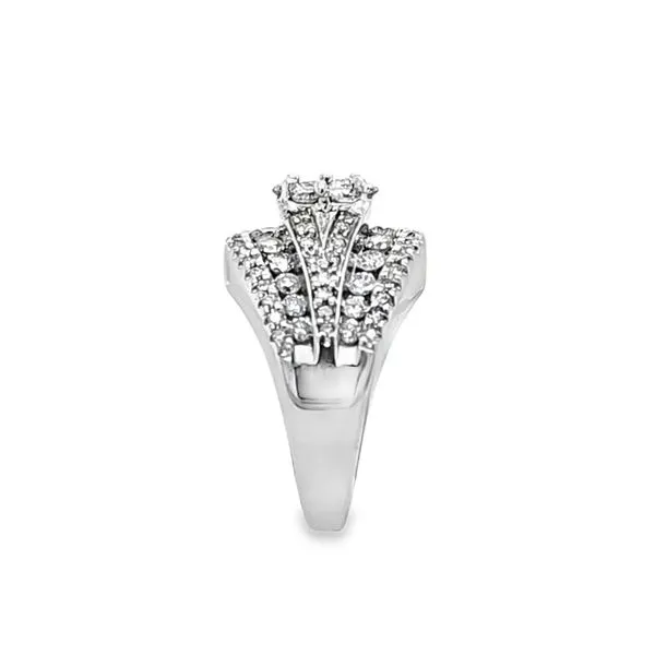 14K White Gold Invisibly Set Round Diamond Cluster Center With Six Row Diamond Split Shank Ring 1.75ct. TDW Image 2 Classic Creations In Diamonds & Gold Venice, FL