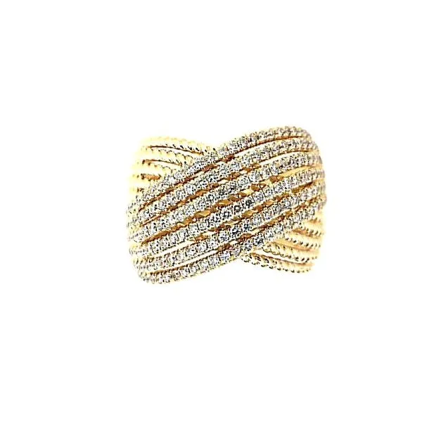 14K Yellow Gold Gabriel Pavé Diamond Weave Crossover Ring Classic Creations In Diamonds & Gold Venice, FL
